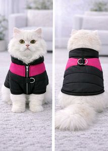 Warm Black & Pink Winter Jacket for Cat