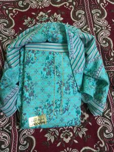 Teal Floral Print Salwar Kameez Suit