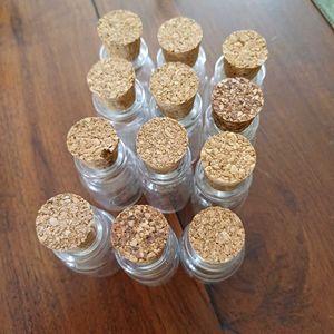 Set Of 12, 10 ml Glass Bottles With Cork