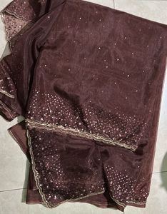 New Brown Pure Tissue Saree