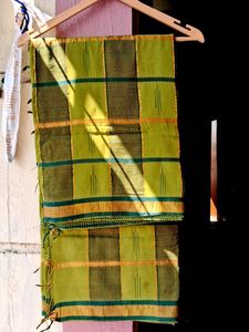 Green Checked Saree