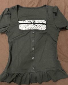 Savana Coquette Lolita Black Ruffle Trim Top Bow