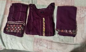 Elegant Plum Embroidered Salwar Kameez