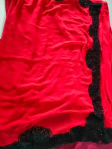 Super Stylish Pure Georgette Red Black Saree