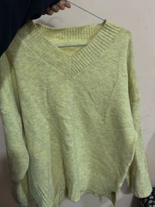 Cute Yellow Knit V-Neck Sweater