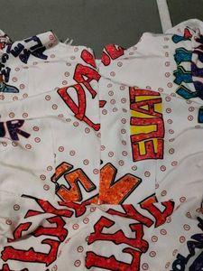 White And Red Floral Print Ruffle Dress Combo