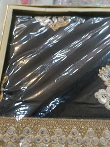Elegant Black &amp; Gold Embroidered Saree
