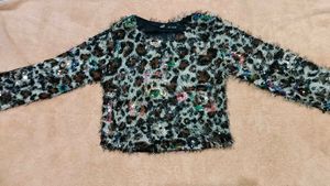 Animal Print Sequin Top