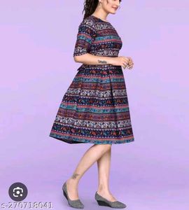 Multicolored Patterned Midi Dress