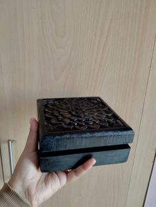 Black Floral Carved Wooden Box✅