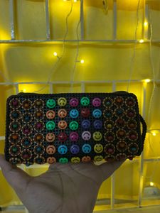 Smiley Face Beaded Pouch
