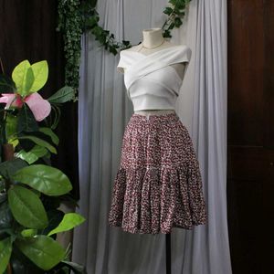 Tiered Print Mini Skirt