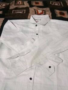 White Plaid Button-Down Shirt