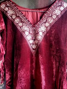 Embroidered Velvet Suit Set