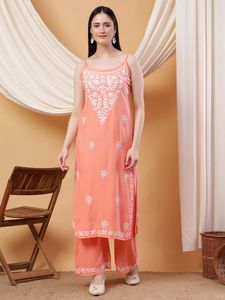 Chikankari strap Kurti set