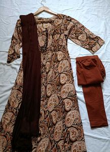 Unused Brown Anarkali Kurta Set