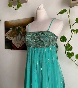 Teal Embellished Party Dress