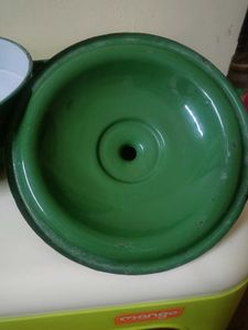 Vintage Green Enamel Teal Pot