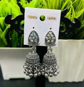 Pair Of Four Light Weight Silver Jhumkas