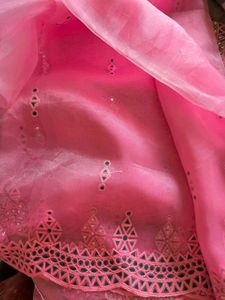 Mirror Work Net Saree With Blouse