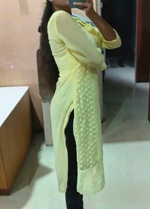 Yellow Chikankari Kurti