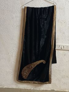Elegant Black Velvet Dupatta Cum Stole