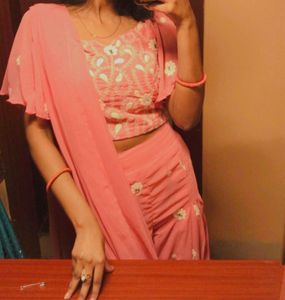 Elegant Pink Floral Saree