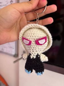 Crochet Gwen Stacey Spiderman Keychain!!