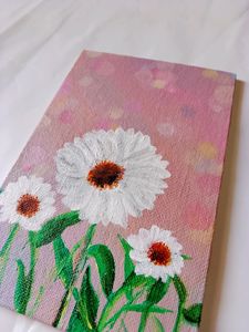 DAISY FLOWER Painting Canvas board (HANDMADE)