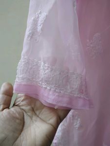 Pink Embroidered Kurta Chikankari