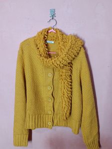 Retro Mustard Yellow Knit Cardigan