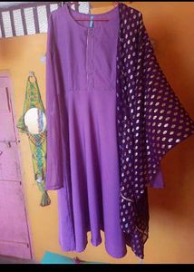 Partywear Anarkali With Duppata And Leggings