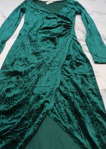 Emerald Velvet Wrap Dress