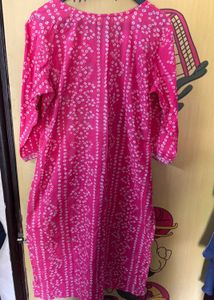 Pink Bandhani Print Kurti With Sharara