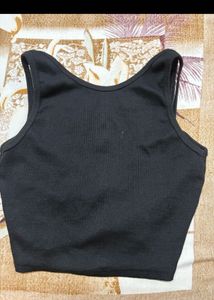 Navy V-Neck Crop Top