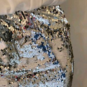 Reversible White + SILVER Sequin MINI Dress