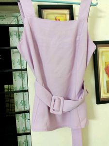 STYLI Solid Square Neck Belted Top