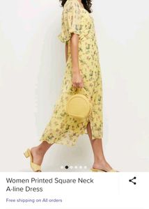 Women Casual Printed Dress with Wide Neckline