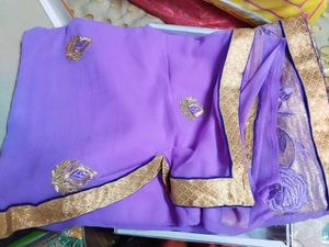Elegant Purple Embroidered Saree