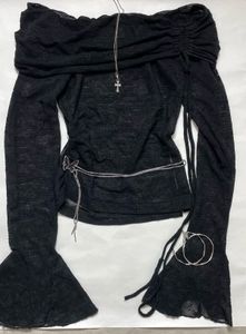 gothic emo off shoulder lace asymmetrical top