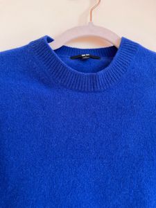 Blue Crew Neck Knit Sweater