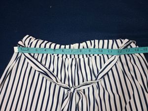 White With Blue Stripeed Palazzo Pant For Women