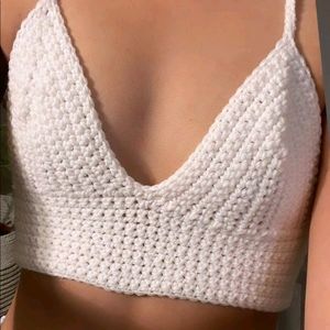 Crochet White Bralette + Bag Charm(2)