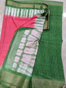 Garden Saree Pink &amp; Green