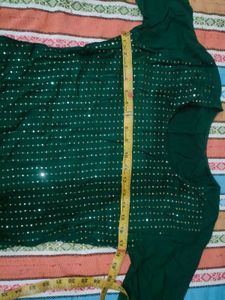 Bottle Green Sequence Kurta Set