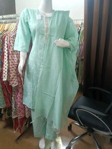 Pure Cotton Kurti Pant Dupatta Set
