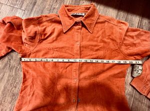 Corduroy Shirt/Jacket: Orange: Large