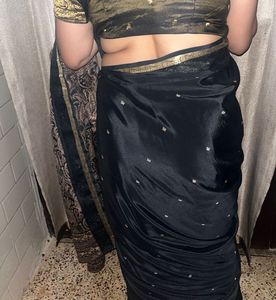 Elegant Black crepe Saree with blouse