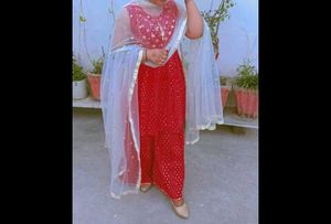 Red Embroidered Sharara Set ❤️