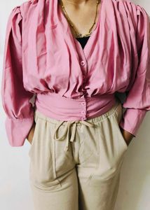 Pink Wrap Blouse